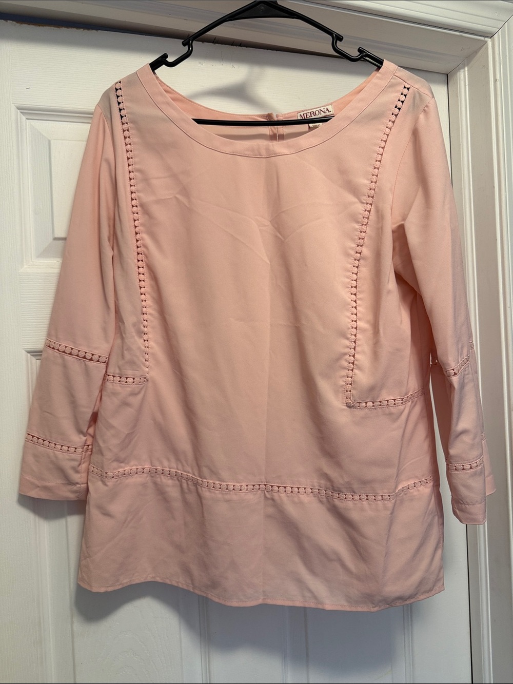 Merona Soft Pink Crochet-Trim Scoop Neck Tunic